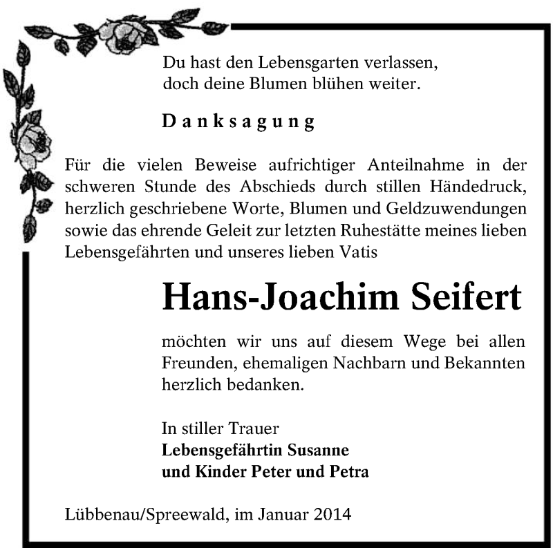 Traueranzeigen Von Hans Joachim Seifert Lr Online Trauer De