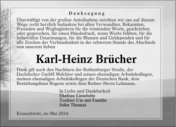 Traueranzeige von Karl-Heinz Brücher von lausitzer_rundschau