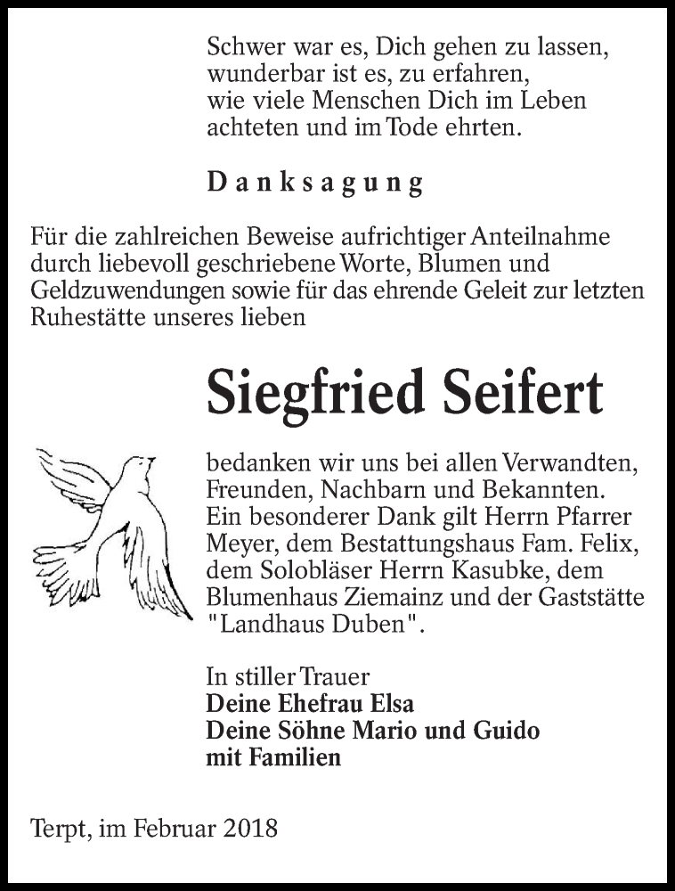 Traueranzeigen Von Siegfried Seifert Lr Online Trauer De