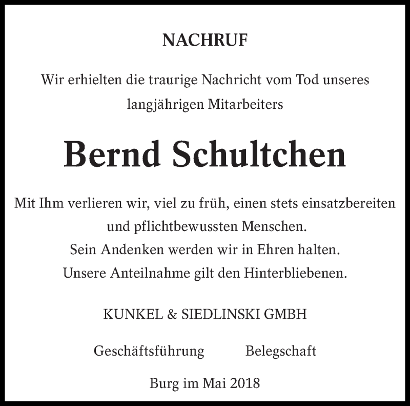 Traueranzeigen Von Bernd Schultchen Lr Online Trauer De