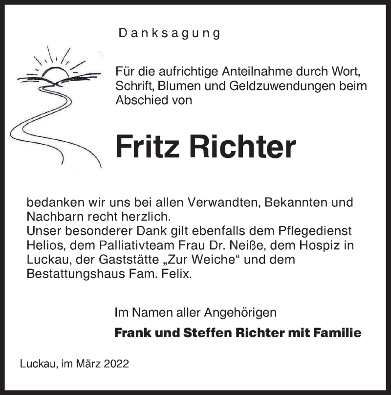 Traueranzeigen Von Fritz Richter Lr Online Trauer De