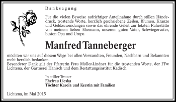 Traueranzeige von Manfred Tannenberger von lausitzer_rundschau