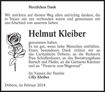 Traueranzeige von Helmut Kleiber von lausitzer_rundschau