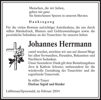 Traueranzeige von Johannes Herrmann von lausitzer_rundschau