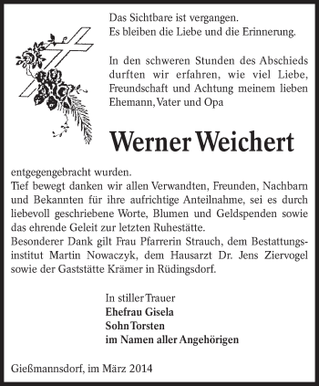 Traueranzeige von Werner Weichert von lausitzer_rundschau