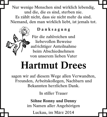 Traueranzeige von Hartmut Drees von lausitzer_rundschau
