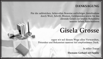Traueranzeige von Gisela Grosse von lausitzer_rundschau