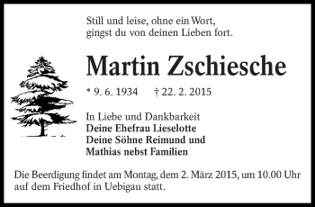 Traueranzeige von Martin Zschiesche von lausitzer_rundschau