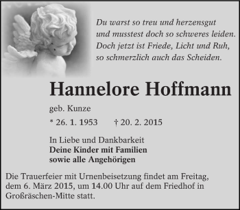 Traueranzeige von Hannelore Hoffmann von lausitzer_rundschau