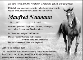 Traueranzeige von Manfred Neumann von lausitzer_rundschau