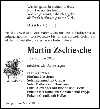 Traueranzeige von Martin Zschiesche von lausitzer_rundschau