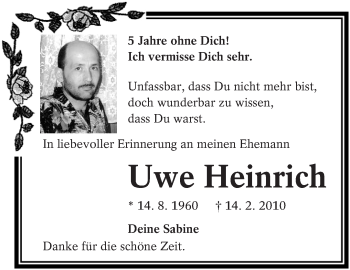 Traueranzeige von Uwe Heinrich von lausitzer_rundschau