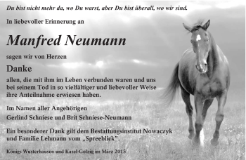 Traueranzeige von Manfred Neumann von lausitzer_rundschau