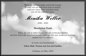 Traueranzeige von Monika Weller von lausitzer_rundschau