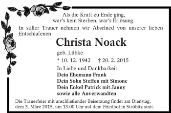 Traueranzeige von Christa Noack von lausitzer_rundschau