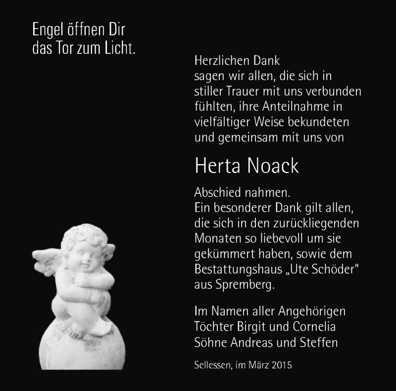  Traueranzeige für Herta Noack vom 08.03.2015 aus lausitzer_rundschau