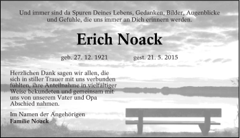 Traueranzeige von Erich Noack von lausitzer_rundschau