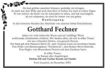 Traueranzeige von Gotthard Fechner von lausitzer_rundschau