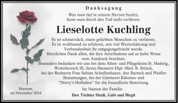 Traueranzeige von Lieselotte Kuchling von lausitzer_rundschau