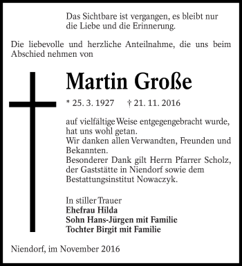 Traueranzeige von Martin Große von lausitzer_rundschau