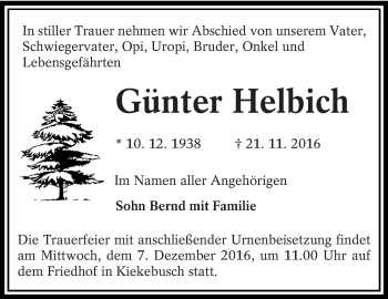 Traueranzeige von Günter Helbich von lausitzer_rundschau