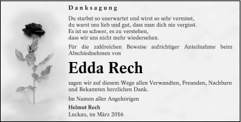 Traueranzeige von Edda Rech von lausitzer_rundschau