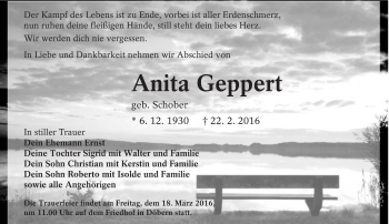 Traueranzeige von Anita Geppert von lausitzer_rundschau