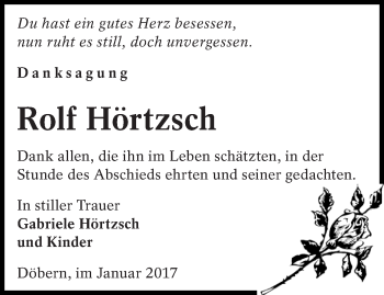 Traueranzeige von Rolf Hörtzsch von lausitzer_rundschau