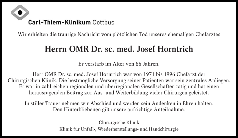  Traueranzeige für Josef Horntrich vom 30.09.2017 aus lausitzer_rundschau