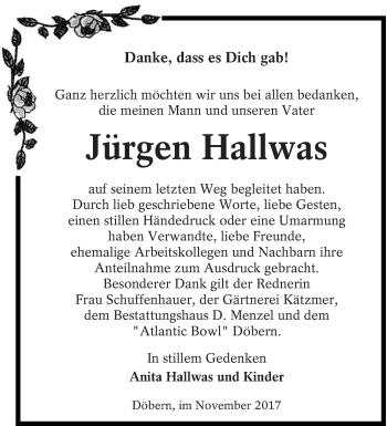 Traueranzeige von Jürgen Hallwas von lausitzer_rundschau