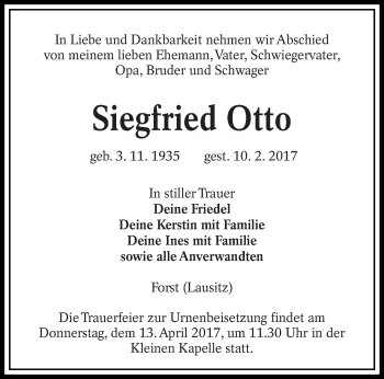 Traueranzeige von Siegfried Otto von lausitzer_rundschau