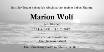 Traueranzeige von Marion Wolf von lausitzer_rundschau