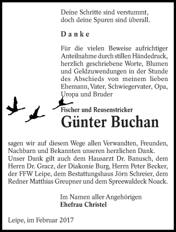 Traueranzeige von Günter Buchan von lausitzer_rundschau