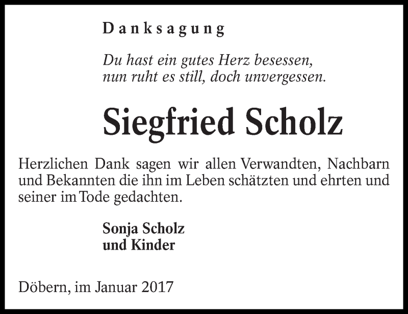  Traueranzeige für Siegfried Scholz vom 04.02.2017 aus lausitzer_rundschau