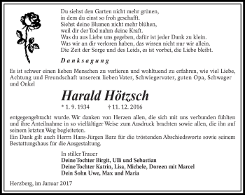 Traueranzeige von Harald Hötzsch von lausitzer_rundschau