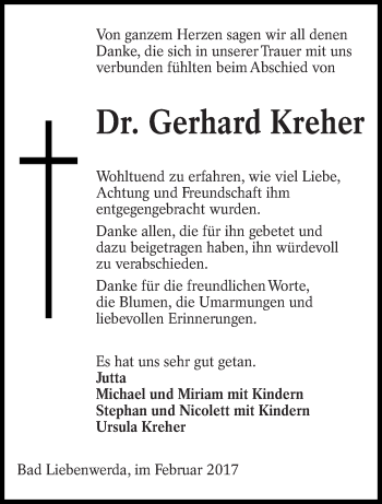 Traueranzeige von Gerhard Kreher von lausitzer_rundschau