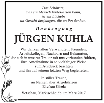 Traueranzeige von Jürgen Kuhla von lausitzer_rundschau
