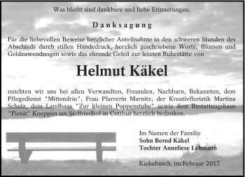Traueranzeige von Helmut Käkel von lausitzer_rundschau