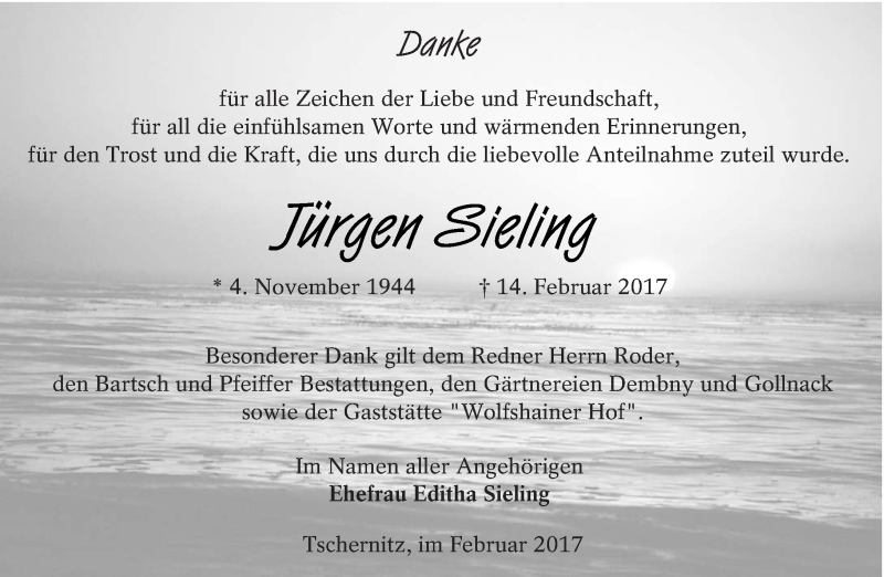  Traueranzeige für Jürgen Sieling vom 11.03.2017 aus lausitzer_rundschau