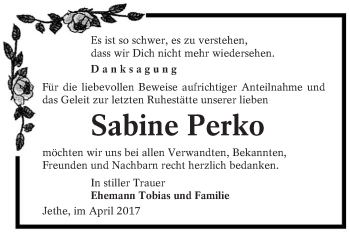 Traueranzeige von Sabine Perko von lausitzer_rundschau