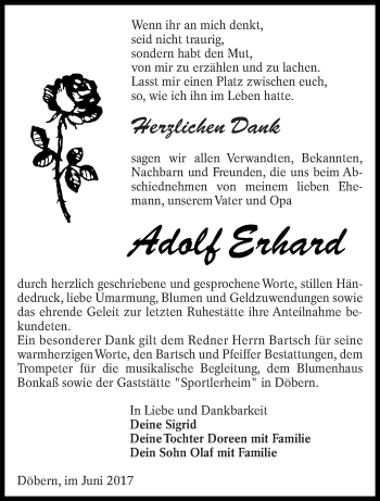 Traueranzeige von Adolf Erhard von lausitzer_rundschau