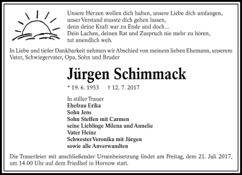 Traueranzeige von Jürgen Schimmack von lausitzer_rundschau