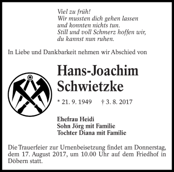 Traueranzeige von Hans-Joachim Schwietzke von lausitzer_rundschau