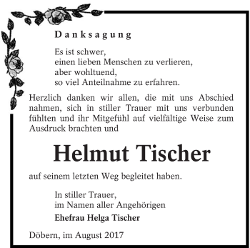Traueranzeige von Helmut Tischer von lausitzer_rundschau
