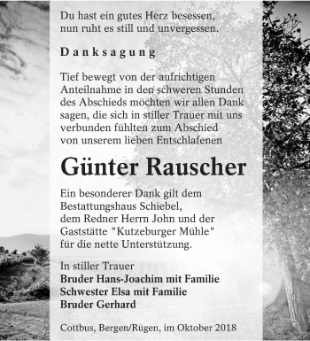 Traueranzeige von Günter Rauscher von lausitzer_rundschau