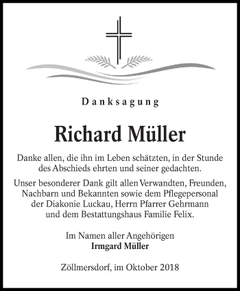 Traueranzeige von Richard Müller von lausitzer_rundschau