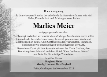 Traueranzeige von Marlies Meier von lausitzer_rundschau