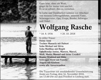 Traueranzeige von Wolfgang Rasche von lausitzer_rundschau