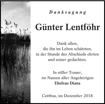 Traueranzeige von Günter Lentföhr von lausitzer_rundschau