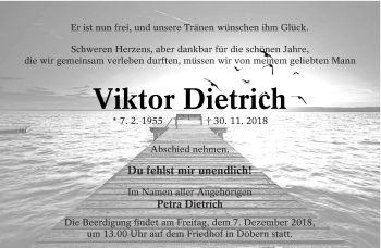 Traueranzeige von Viktor Dietrich von lausitzer_rundschau